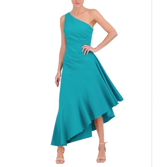 Eliza J One Shoulder Ruffled Midi Dress Women’s - Picture 3 of 5